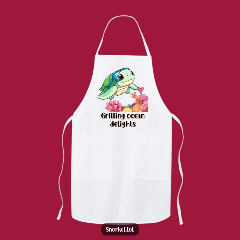 Funny Turtle Snorkeler Apron: Cook with Curiosity, Perfect Gift!