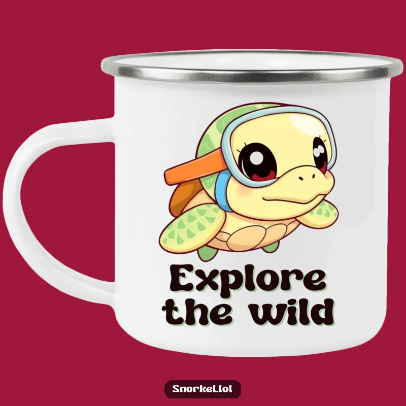 Funny Turtle Snorkel Camping Mug: Rugged Excited Turtle for a Hilarious Gift!