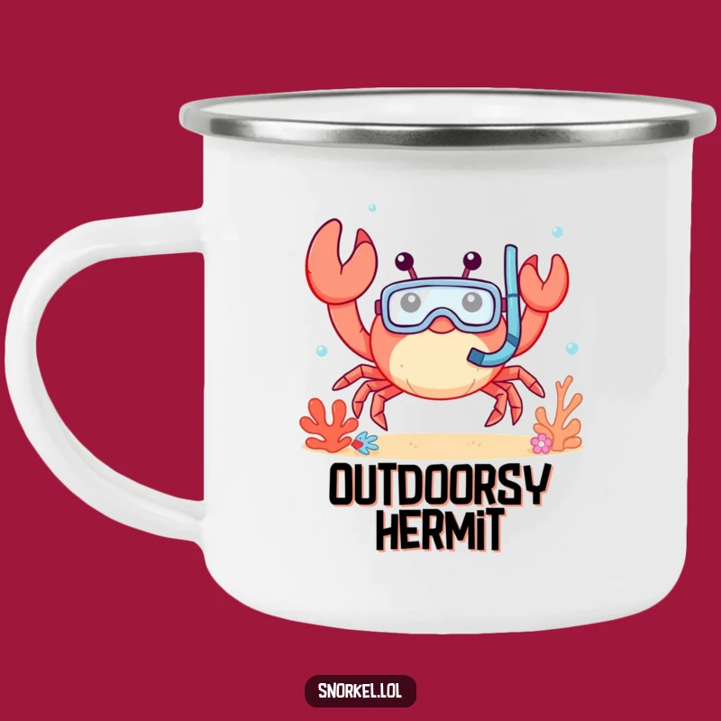 Funny Crab Snorkel Camping Mug: Rugged Waving Crab for a Hilarious Gift!
