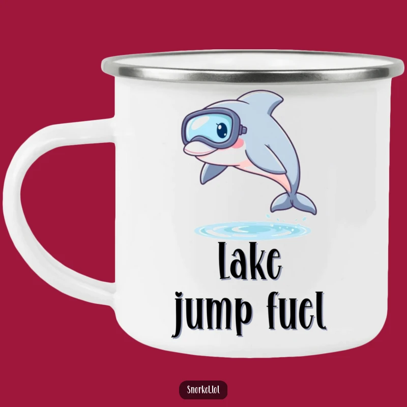 Funny Dolphin Snorkel Camping Mug: Outdoor Fun & Playful Gift