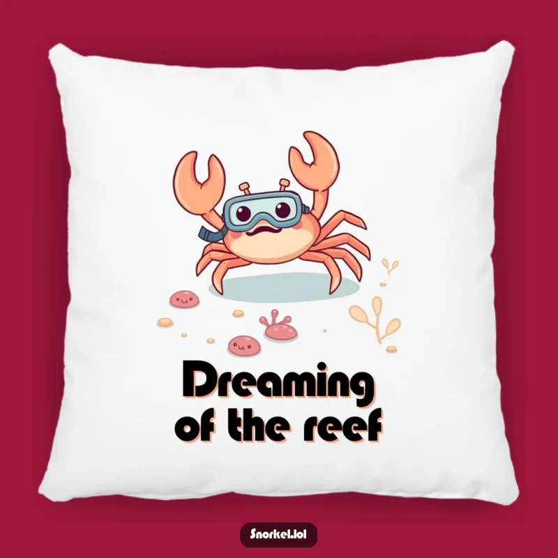 Funny Excited Crab Snorkeling Pillow: Comfy Underwater Humor Accent Gift