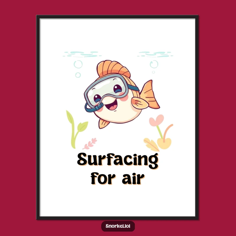 Funny Fish Snorkeler Digital Art: Ocean Vibes, Perfect Gift!