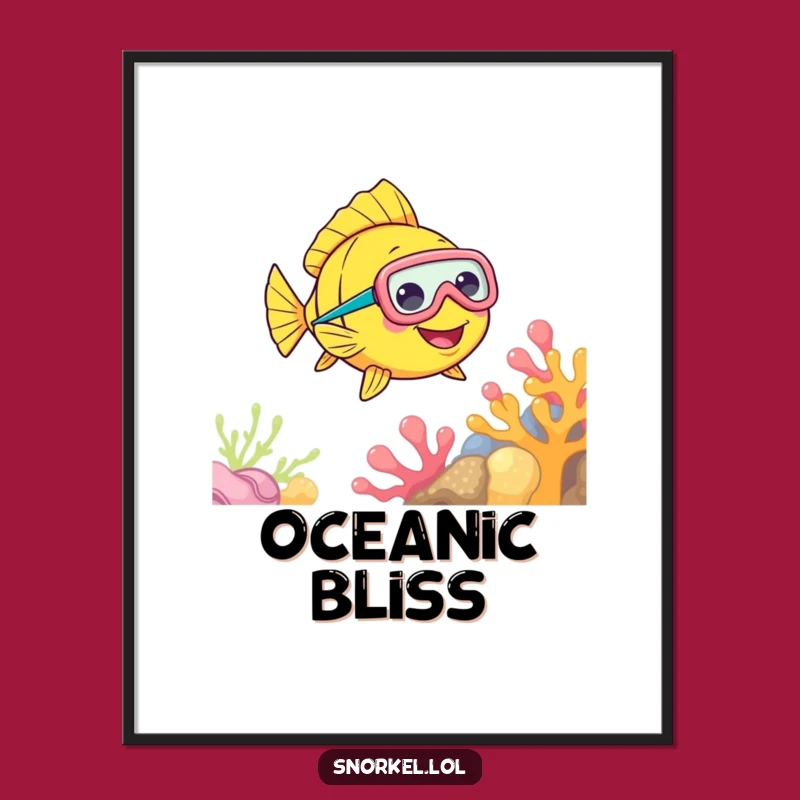 Funny Fish Snorkel Digital Print: Instant Art & Cheerful Gift