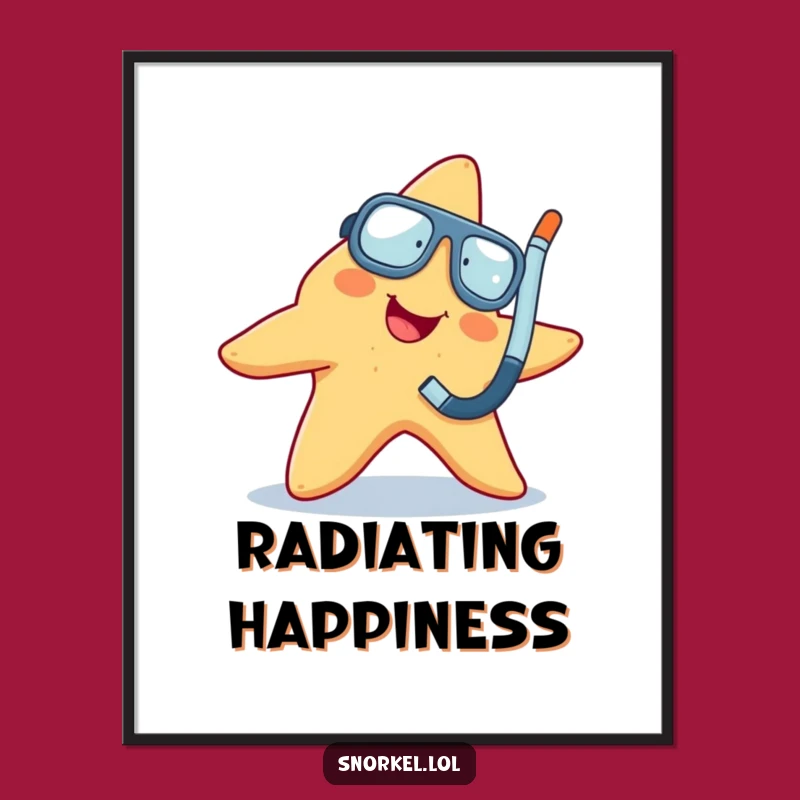 Funny Starfish Snorkeler Digital Art: Coastal Cheer, Perfect Gift!