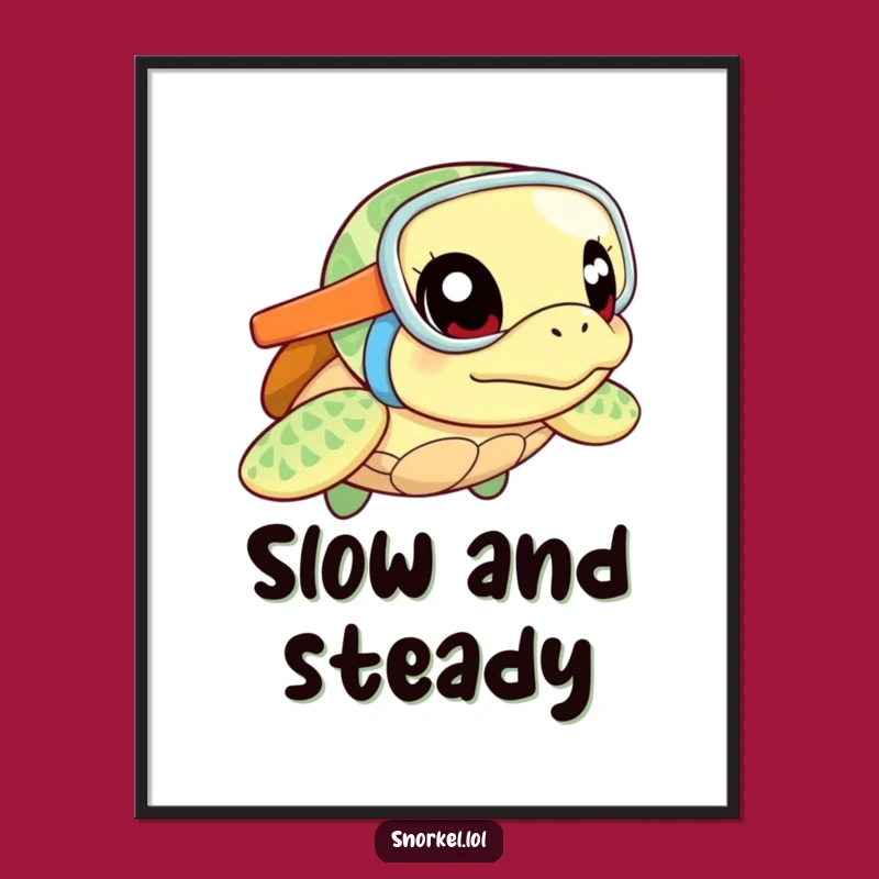 Funny Turtle Snorkel Digital Print: Excited Turtle Art for a Hilarious Gift!