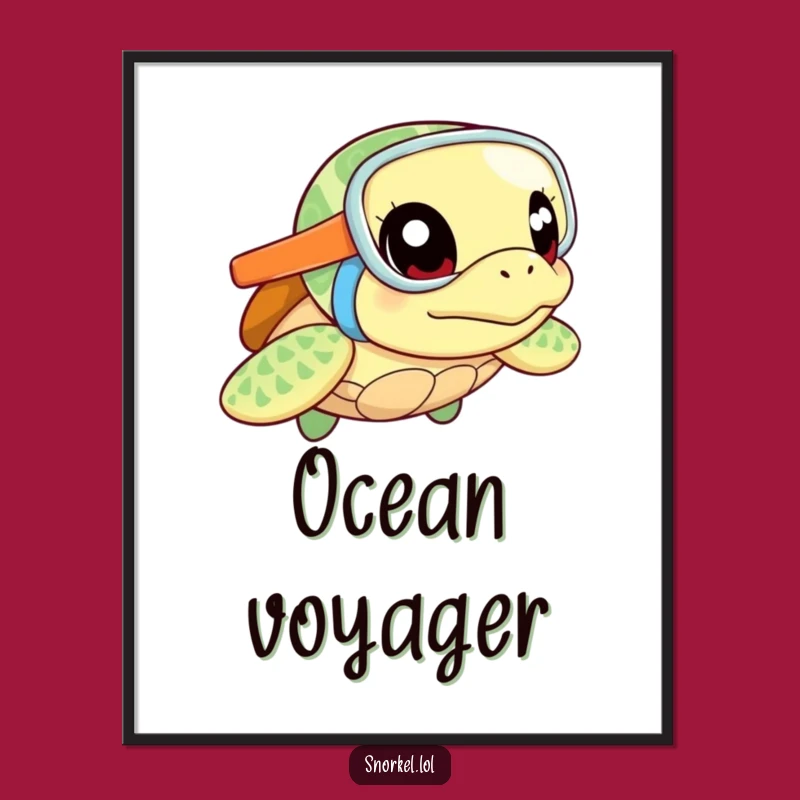 Funny Turtle Snorkel Poster: Excited Sea Turtle Art for a Hilarious Gift!