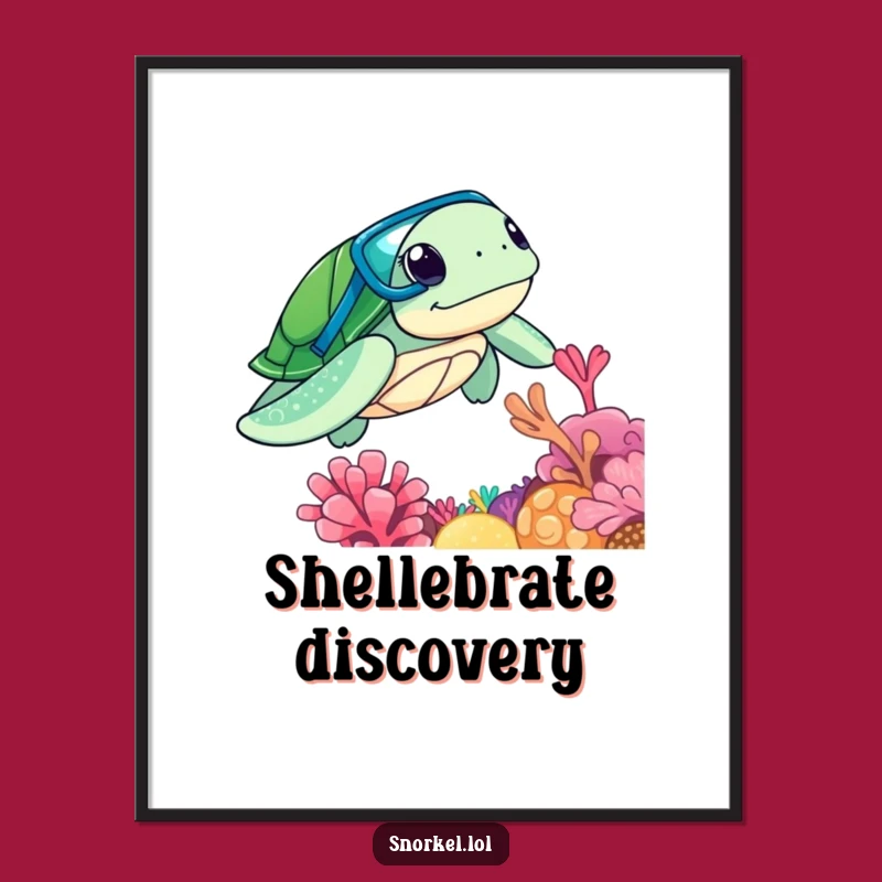 Funny Turtle Snorkeler Poster: Underwater Wonder, Perfect Gift!