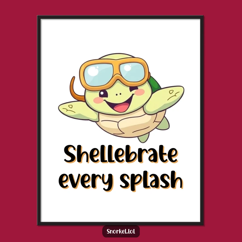 Free Printable Turtle Snorkel Wall Art - Adorable Funny Animal Downloadable Decor!