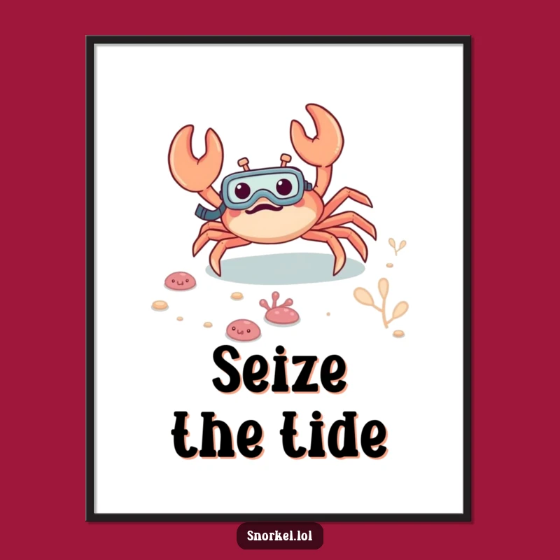 Free Printable Wall Art: Excited Crab Snorkeler Art for a Humorous Downloadable Gift
