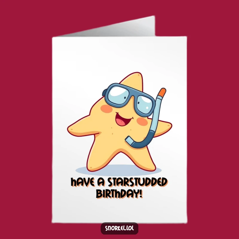 Free Printable Birthday Card: Starfish Snorkeler Fun Funny Downloadable Gift