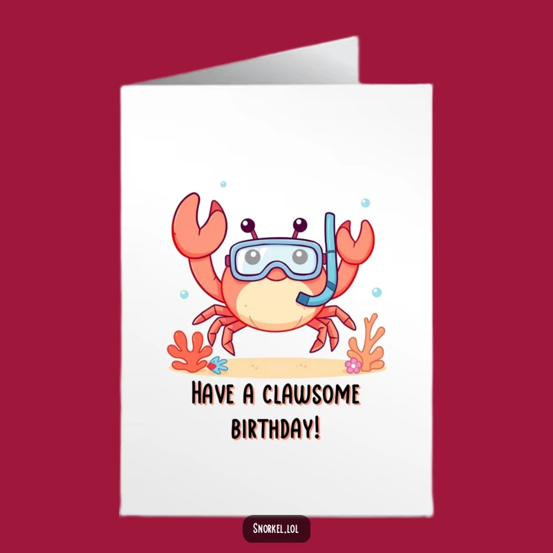 Free Printable Funny Crab Birthday Card: Waving Snappy Wishes from Below!