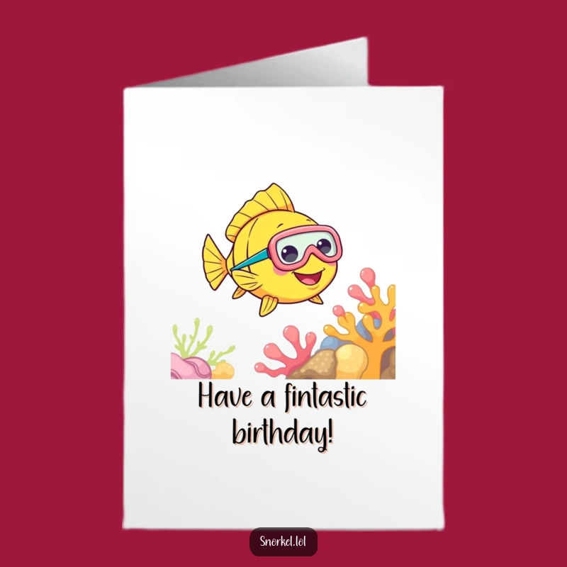 Free Printable Fish Snorkel Birthday Card - Funny Downloadable Gift for Ocean Lovers!