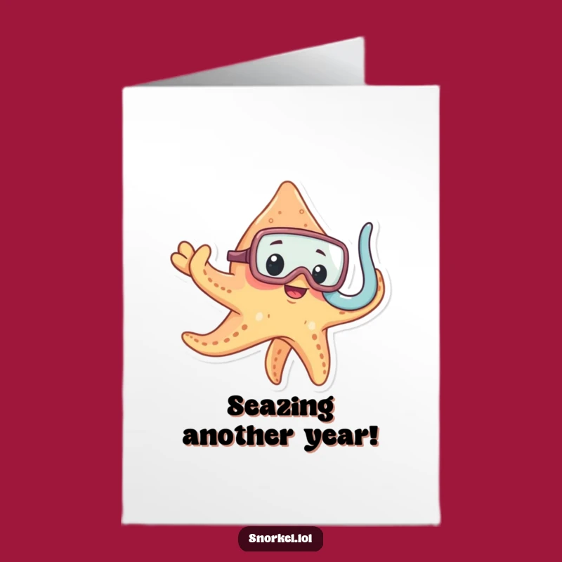 Free Printable Birthday Card: Curious Starfish Snorkel - Funny Downloadable Gift