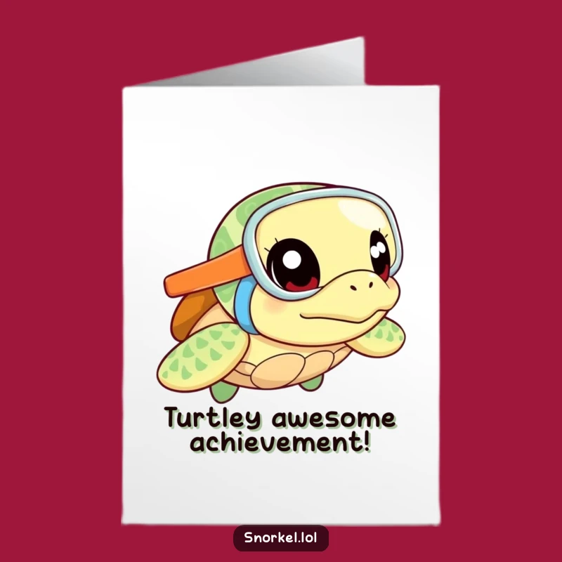 Free Printable Funny Turtle Card: Snorkeling Turtle Cheers for Your Big Win!