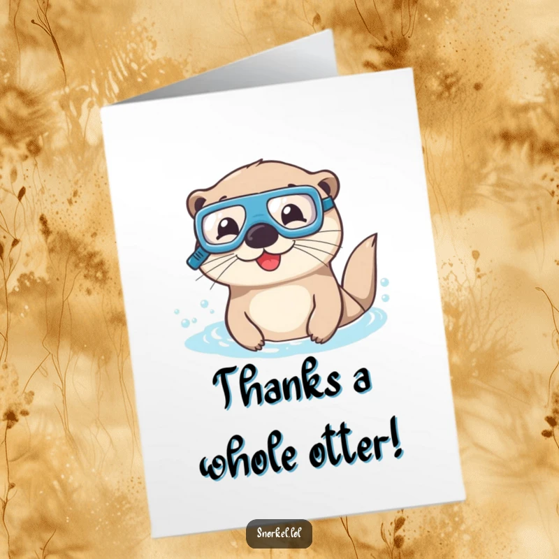 Funny Free Printable Thank You Card: A happy otter in goggles and snorkel sends underwater thanks with a big smile.