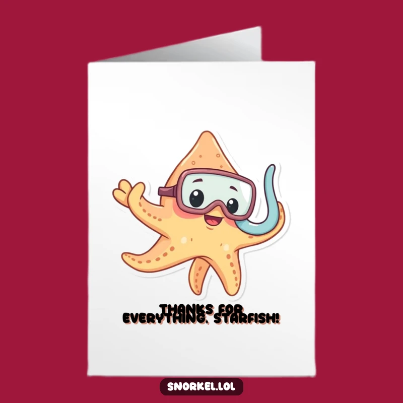 Free Printable Thank You Card: Starfish Snorkel - Funny Downloadable Gratitude Gift