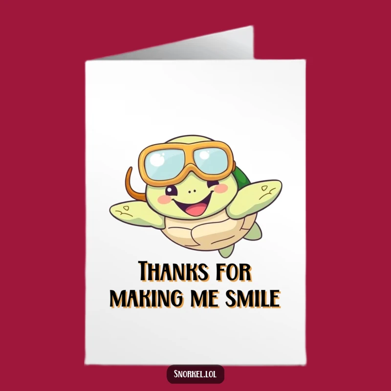 Free Printable Turtle Snorkel Thank You Card - Grateful Downloadable Gift Under the Sea!