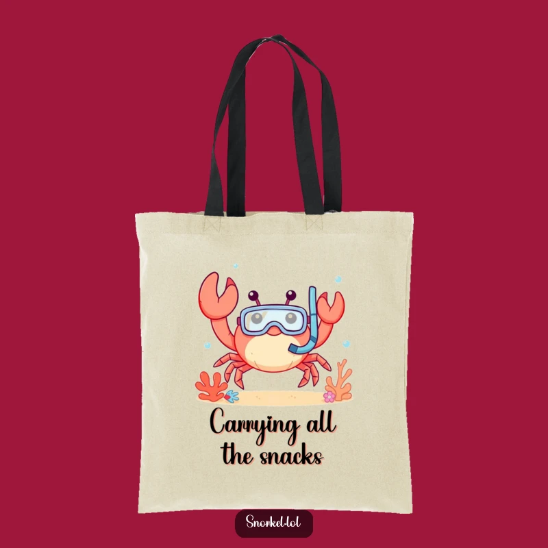 Funny Crab Snorkel Tote Bag: Cheerful Waving Crab Design for a Hilarious Gift!