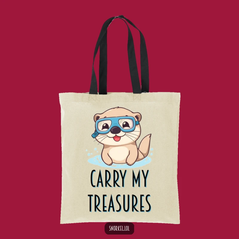Funny Otter Snorkel Tote Bag: Happy Swimmer Otter Design Perfect for a Hilarious Gift!